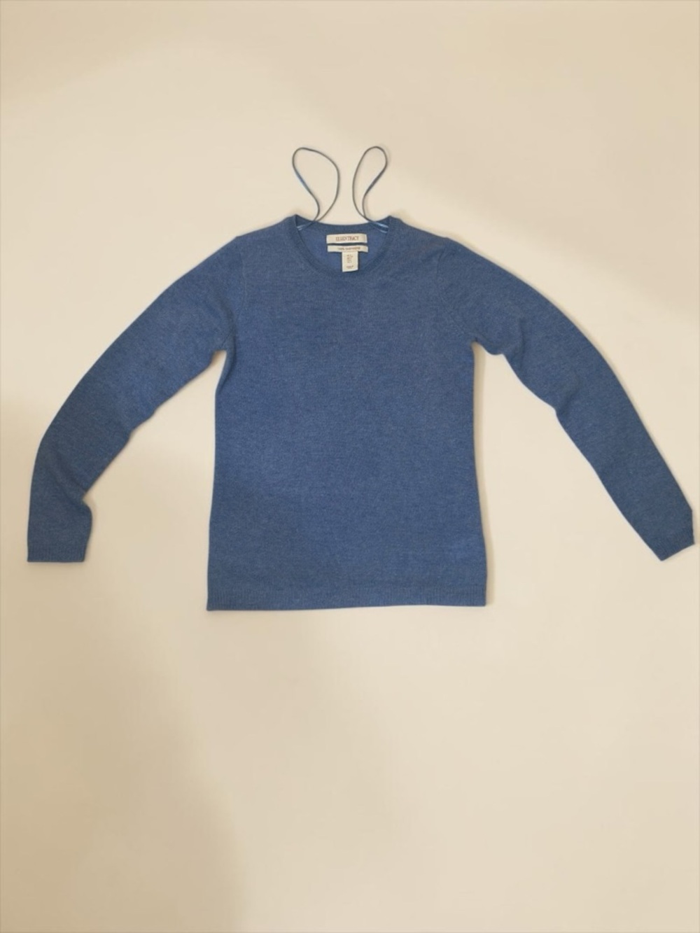 Ellen Tracy 100% Cashmere Crewneck Sweater Blue S
